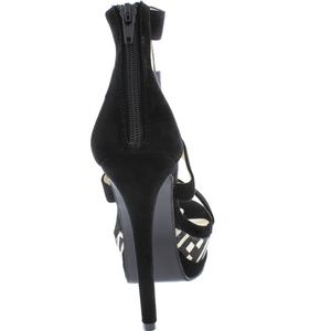 Maker's Shoes Shoes - Manhattan10 Black Caged Tribal Print Heels Maker's Shoes Shoes - Manhattan10 Black Caged Tribal Print Heels